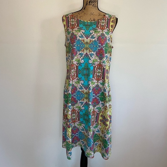 Charter Club Soft Knit Midi Dress Size XL Floral Paisley Stretch Sleeveless - Picture 1 of 9